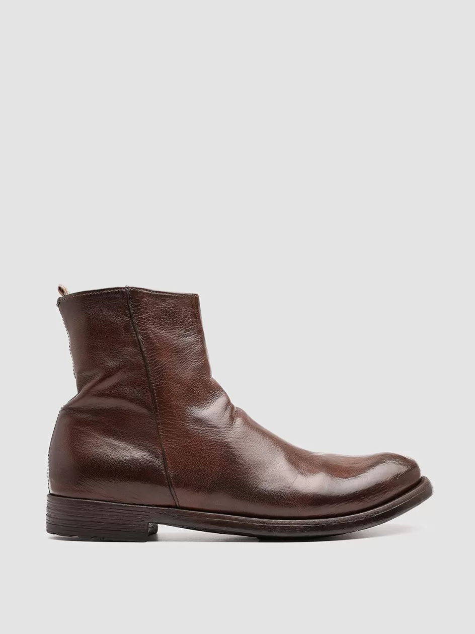 Officine Creative Ankle Boots>HIVE 010 - Brown Leather Boots CIGAR