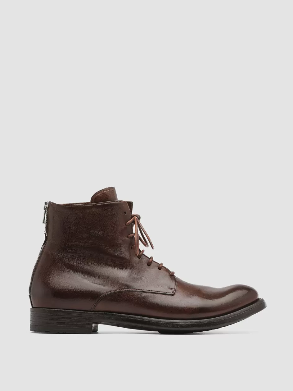 Officine Creative Ankle Boots>HIVE 016 - Brown Leather Boots LIGHT BROWN