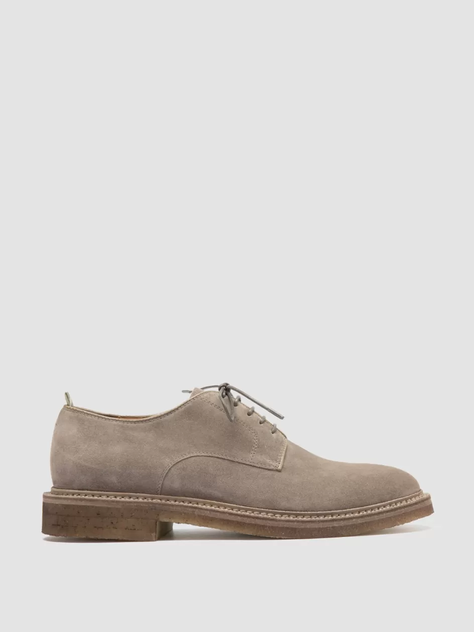 Officine Creative Suede Selection | Derbies>HOPKINS CREPE 115 - Taupe Suede Derby Shoes QUARZO