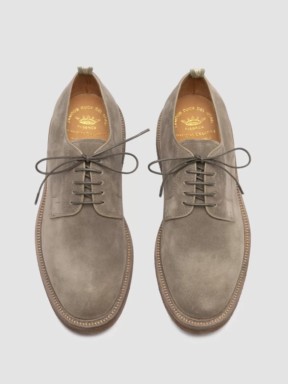 Officine Creative Suede Selection | Derbies>HOPKINS CREPE 115 - Taupe Suede Derby Shoes QUARZO