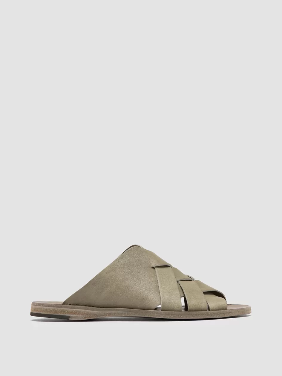 Officine Creative Icons | Sandals>ITACA 049 - Green Leather Slide Sandals ELMWOOD