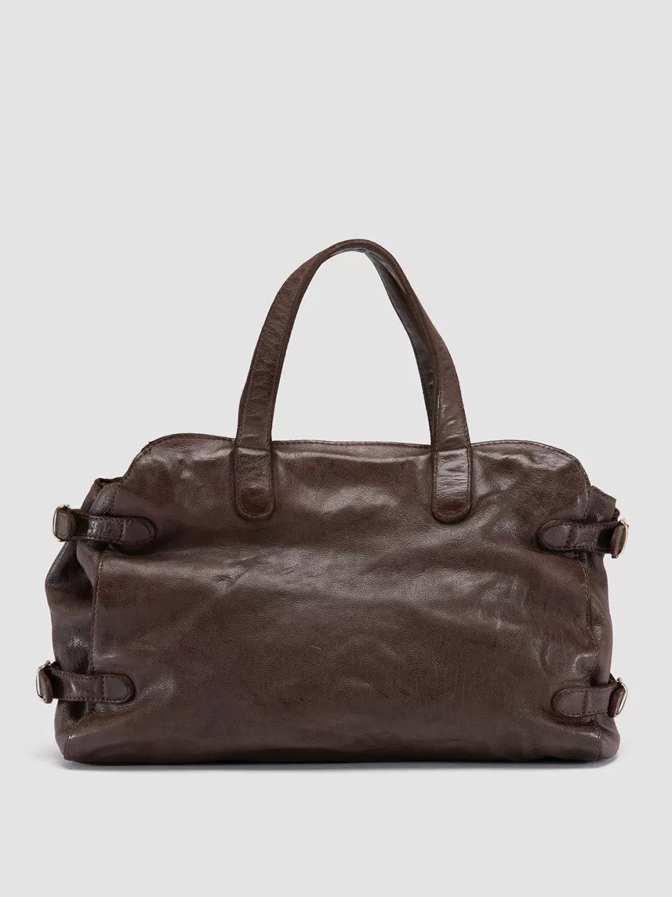 Officine Creative Bags>JULIE 011 - Brown Leather Shoulder Bag CIGAR