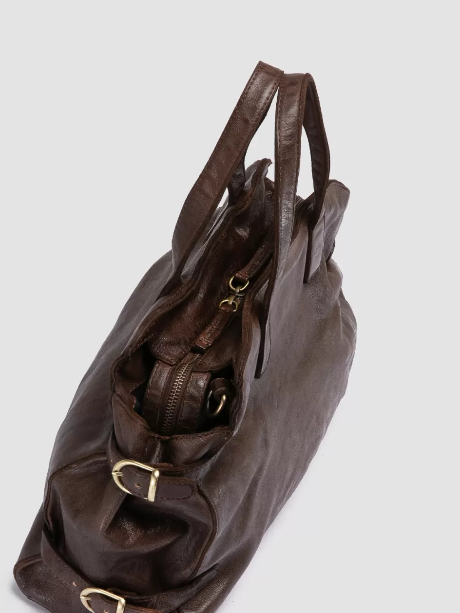 Officine Creative Bags>JULIE 011 - Brown Leather Shoulder Bag CIGAR