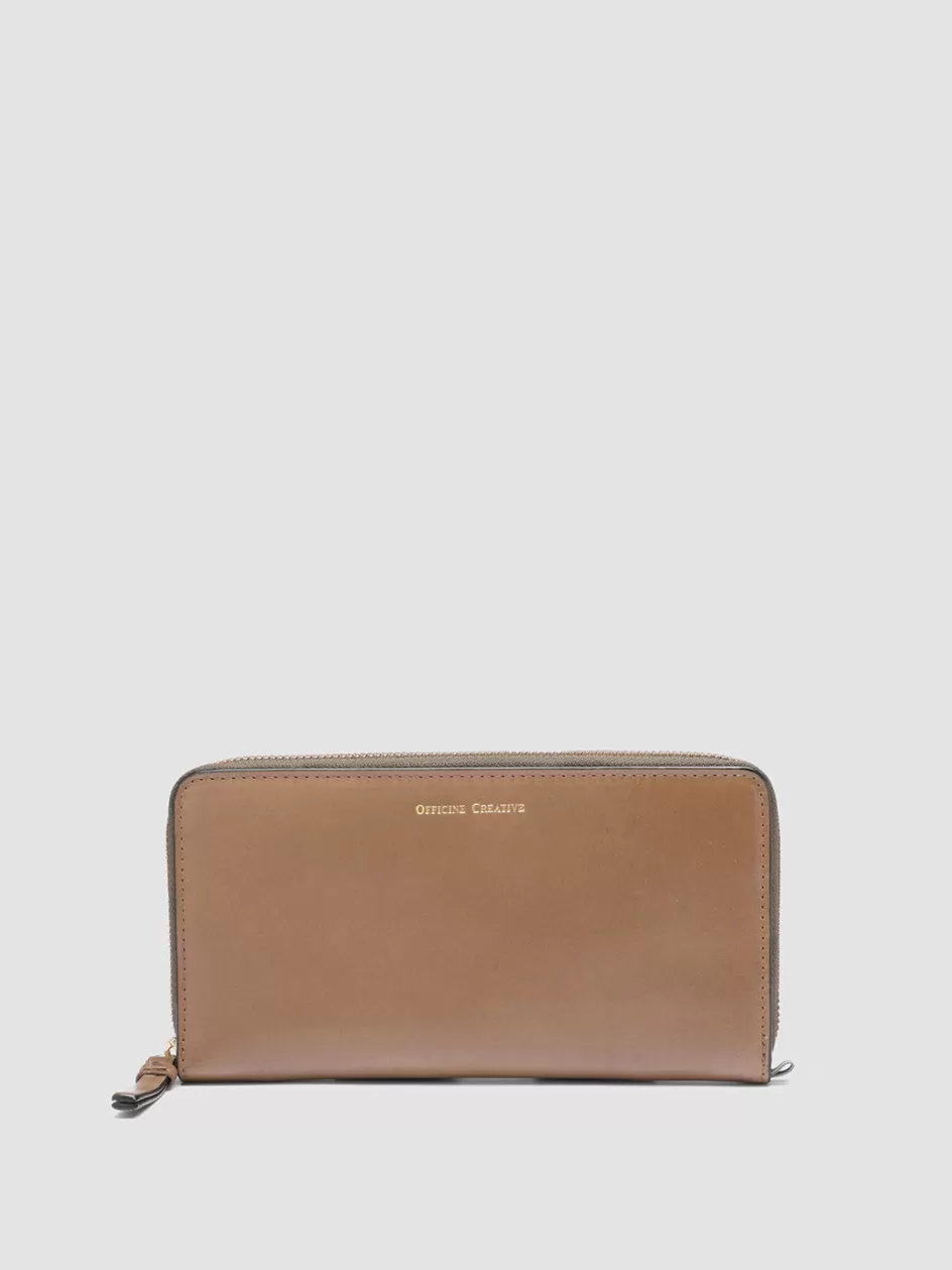 Officine Creative Wallets>JULIET 01 - Taupe Leather Wallet WALNUT