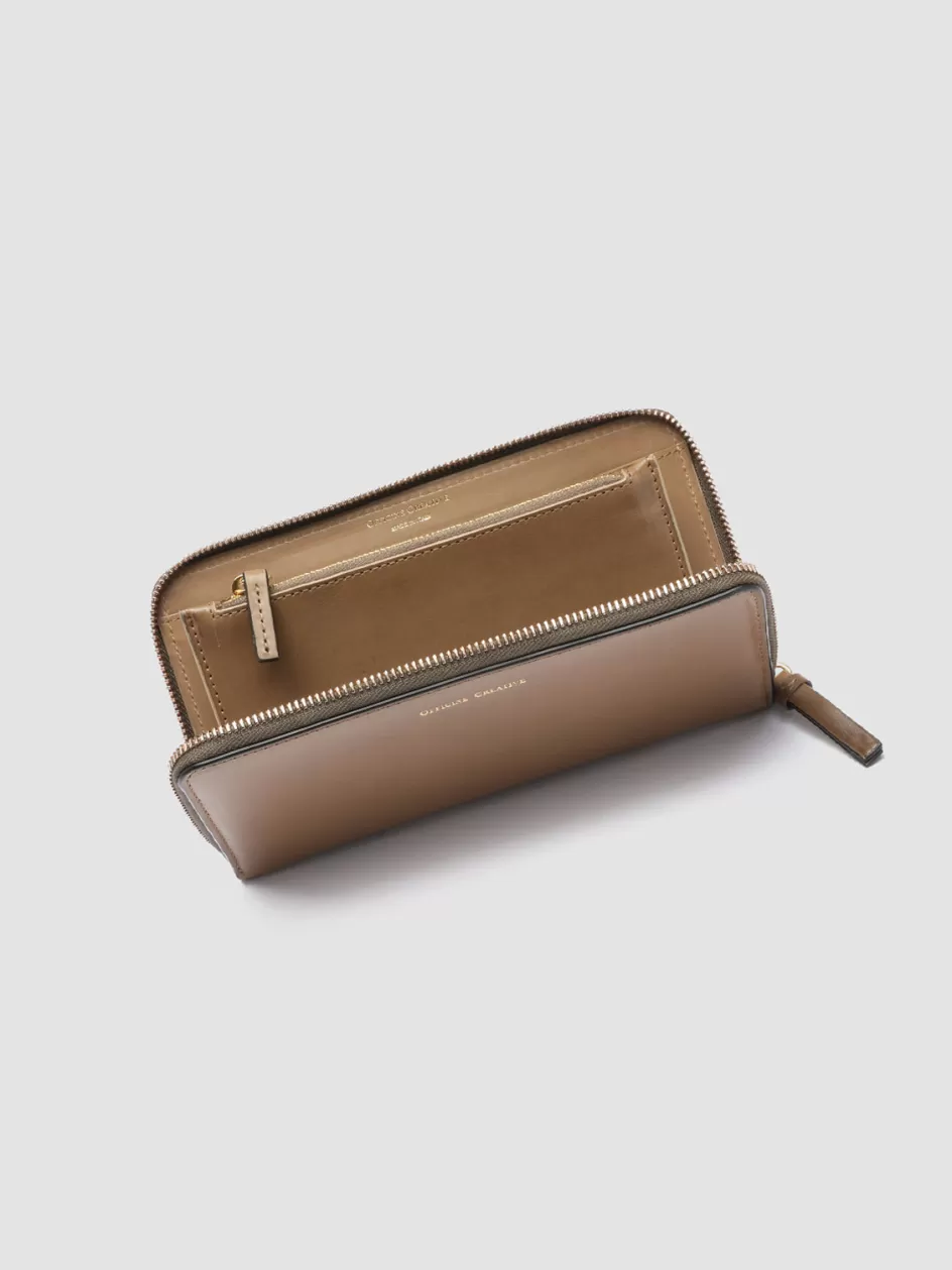 Officine Creative Wallets>JULIET 01 - Taupe Leather Wallet WALNUT