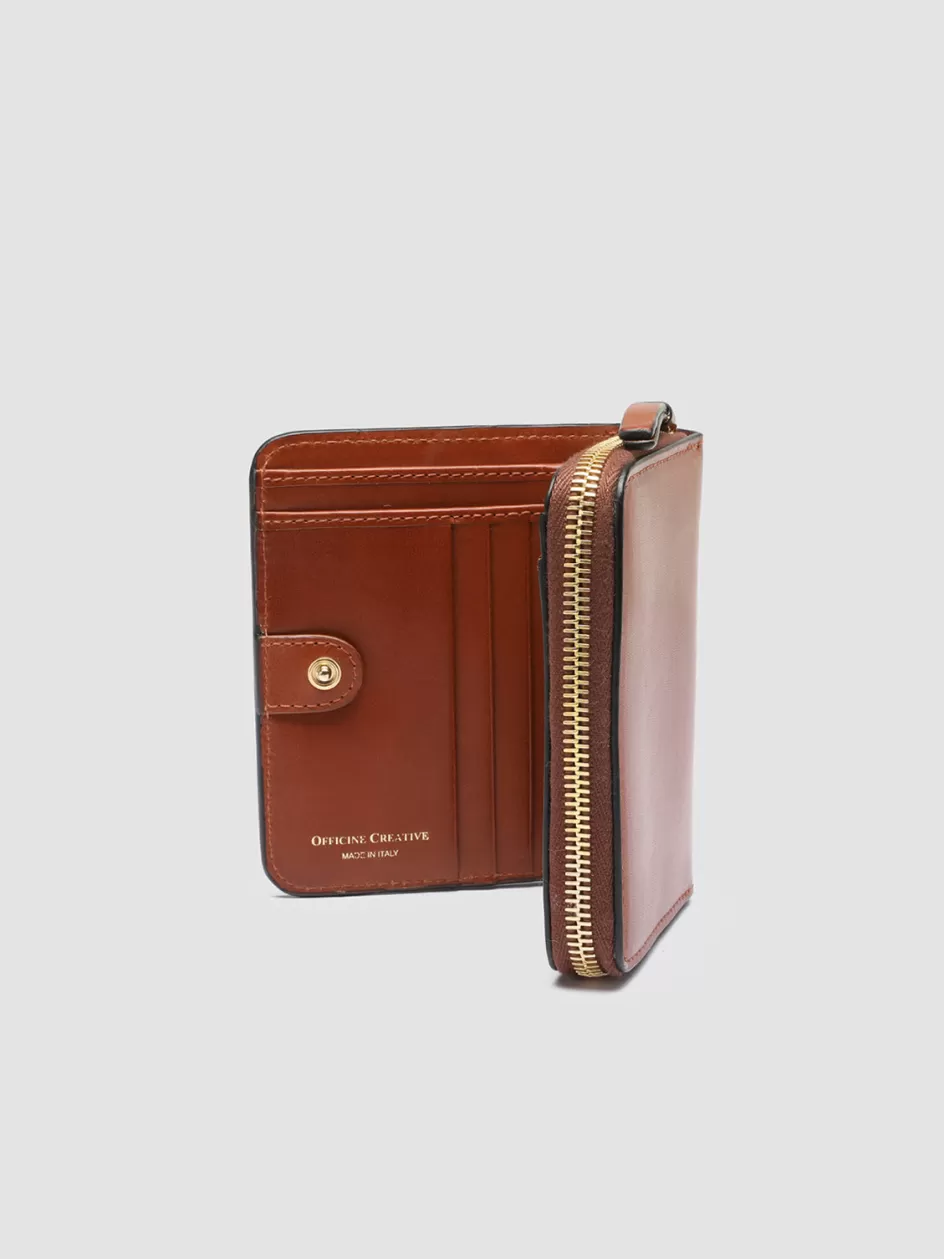 Officine Creative Wallets>JULIET 02 - Brown Leather Wallet COOKED