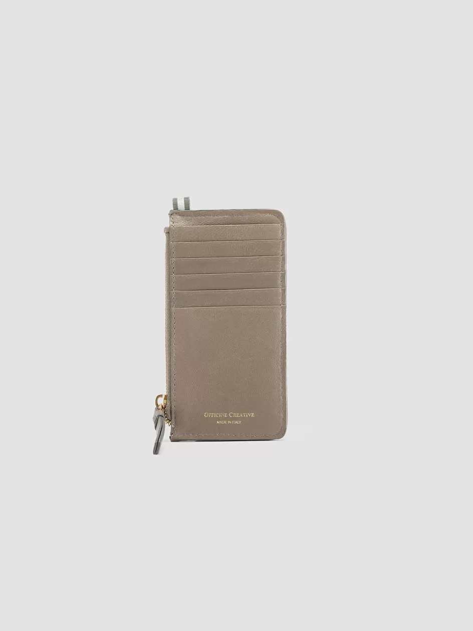 Officine Creative Woven Leather Selection | Wallets>JULIET 103 - Taupe Woven Leather Card Holder WALNUT