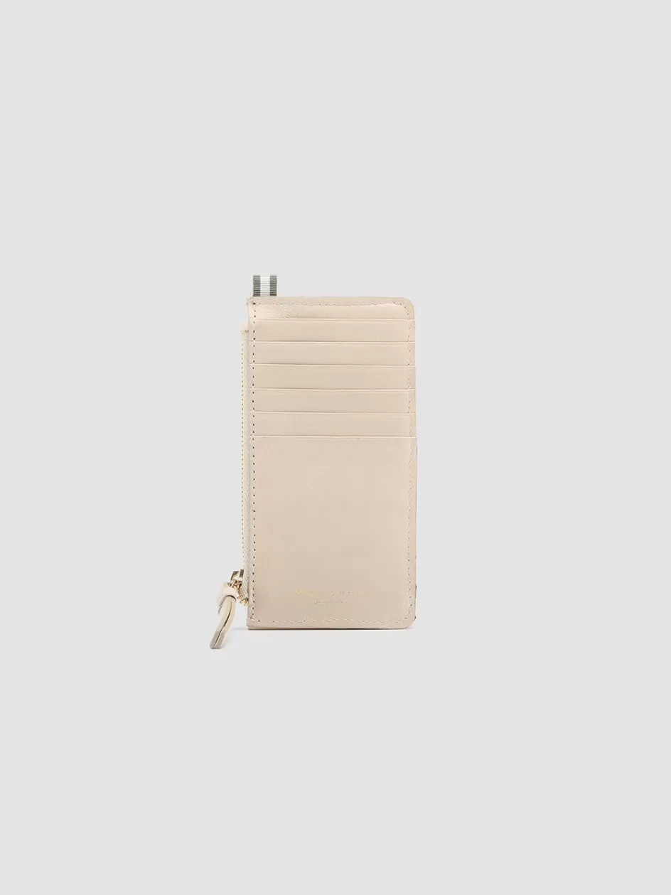 Officine Creative Woven Leather Selection | Wallets>JULIET 103 - White Woven Leather Card Holder OFF WHITE