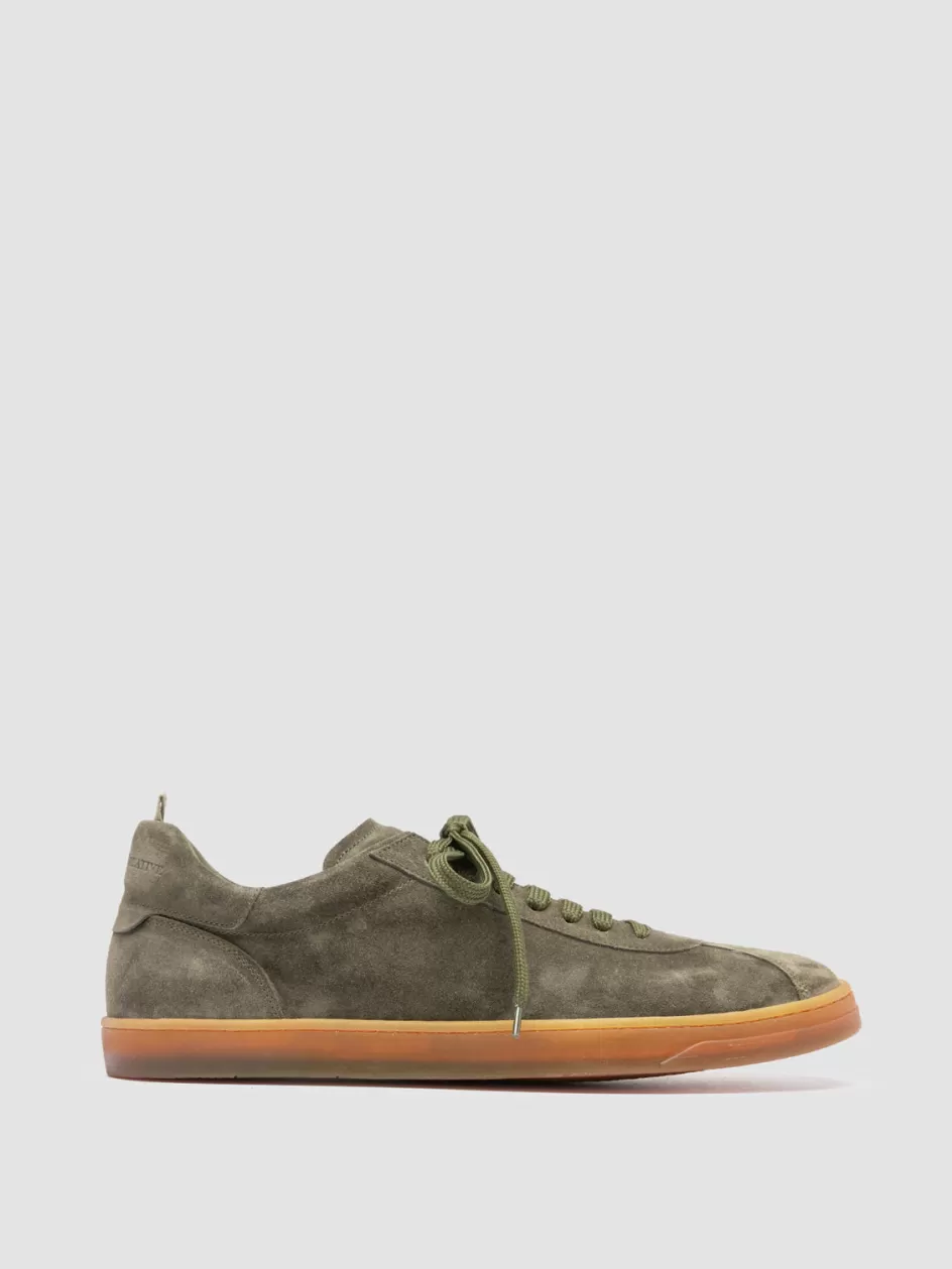 Officine Creative Sustainable Sneakers | Sneakers>KARMA 015 - Green Suede Low Top Sneakers MILITARY