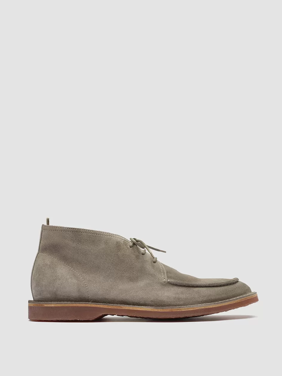 Officine Creative Icons | Ankle Boots>KENT 002 - Green Suede Ankle Boots BOSCO