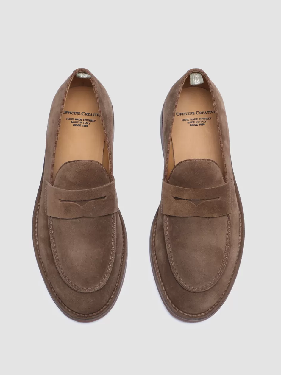 Officine Creative Suede Selection | Icons>KENT 008 - Brown Suede Loafers CIGAR