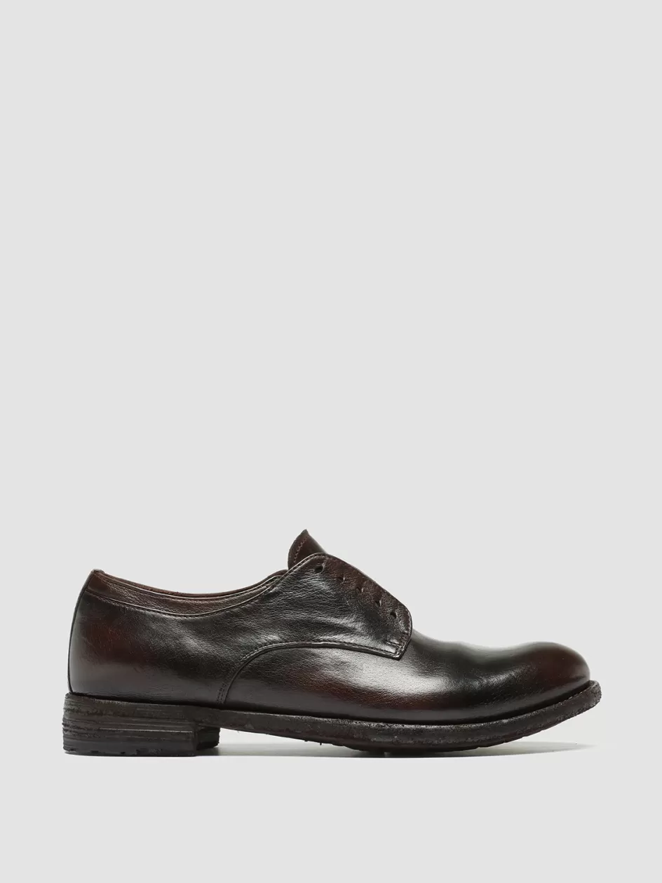 Officine Creative Derbies & Oxfords | Dress Shoes>LEXIKON 012 - Brown Leather Derby Shoes BURGUNDY/DARK BROWN