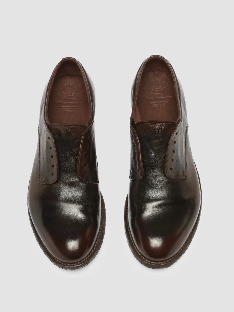 Officine Creative Derbies & Oxfords | Dress Shoes>LEXIKON 012 - Brown Leather Derby Shoes BURGUNDY/DARK BROWN