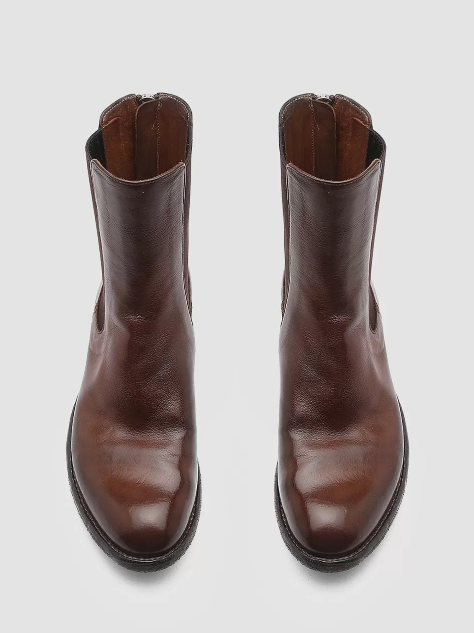 Officine Creative Icons | Boots & Booties>LEXIKON 073 - Brown  Leather Chelsea Boots CIGAR