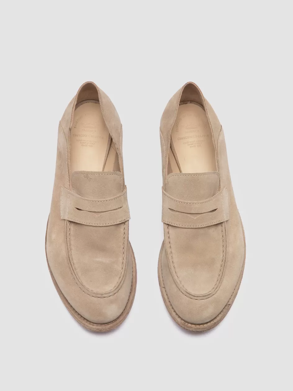 Officine Creative Suede Selection | Icons>LEXIKON 516 - Ivory Suede Loafers NUDE SPRING