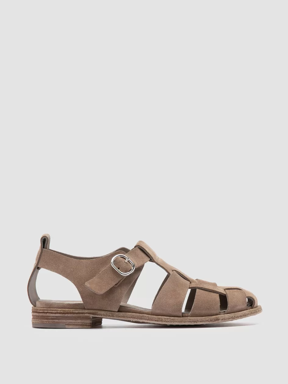 Officine Creative Suede Selection | Icons>LEXIKON 536 - Taupe Suede Sandals ORICE