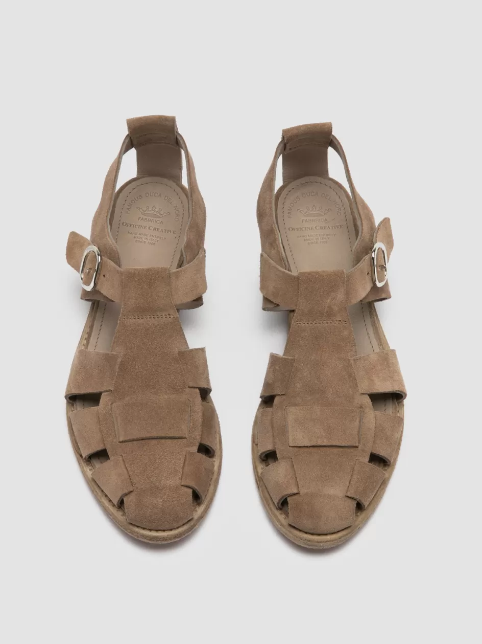 Officine Creative Suede Selection | Icons>LEXIKON 536 - Taupe Suede Sandals ORICE