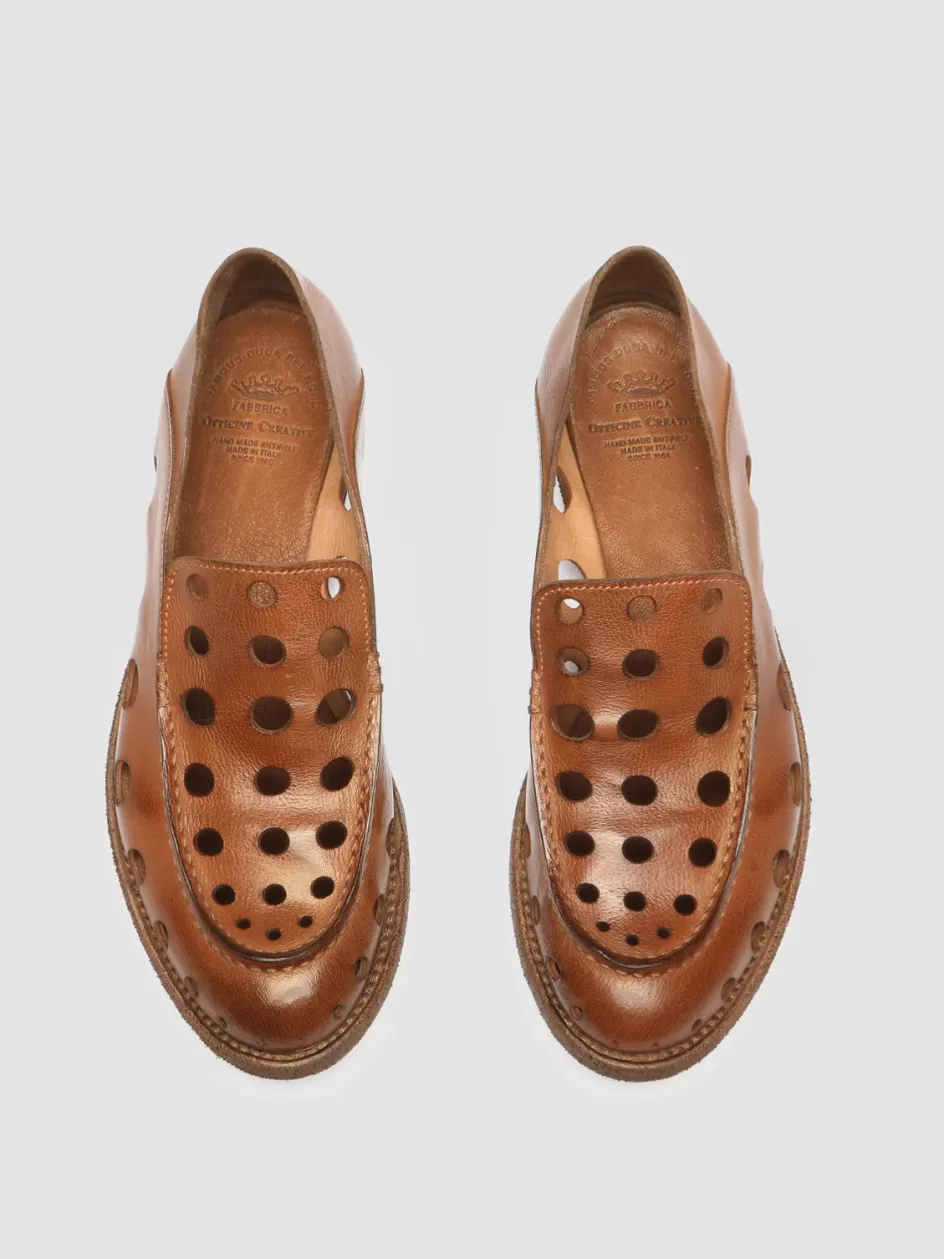 Officine Creative Loafers>LEXIKON 542 - Brown Leather Loafers GINGER