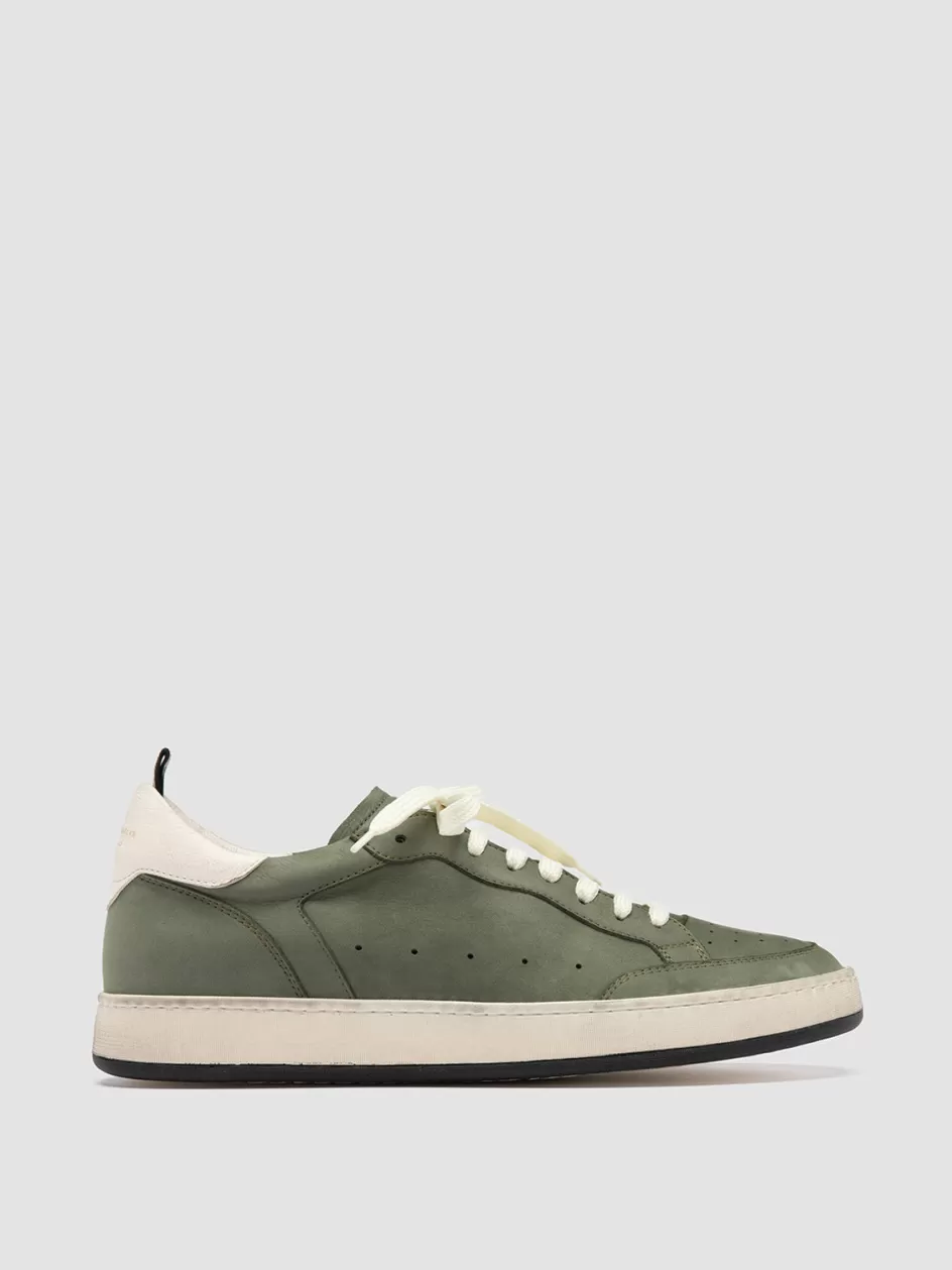 Officine Creative Sustainable Sneakers | Sneakers>MAGIC 002 - Green Nubuk Low Top Sneakers GREEN/WHITE