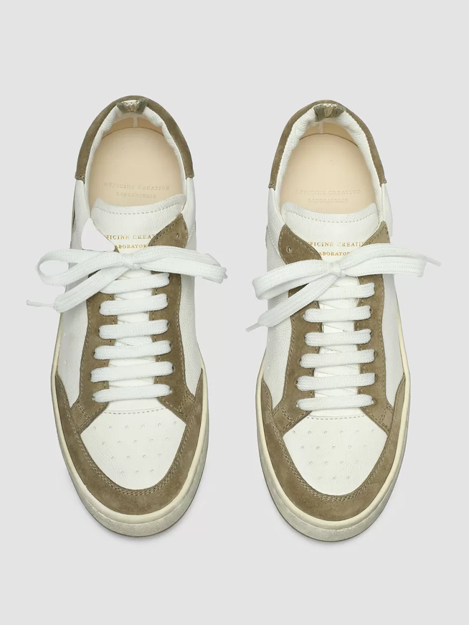 Officine Creative Sustainable Sneakers | Sneakers>MAGIC 101 - White Leather And Suede Low Top Sneakers WHITE/TAUPE