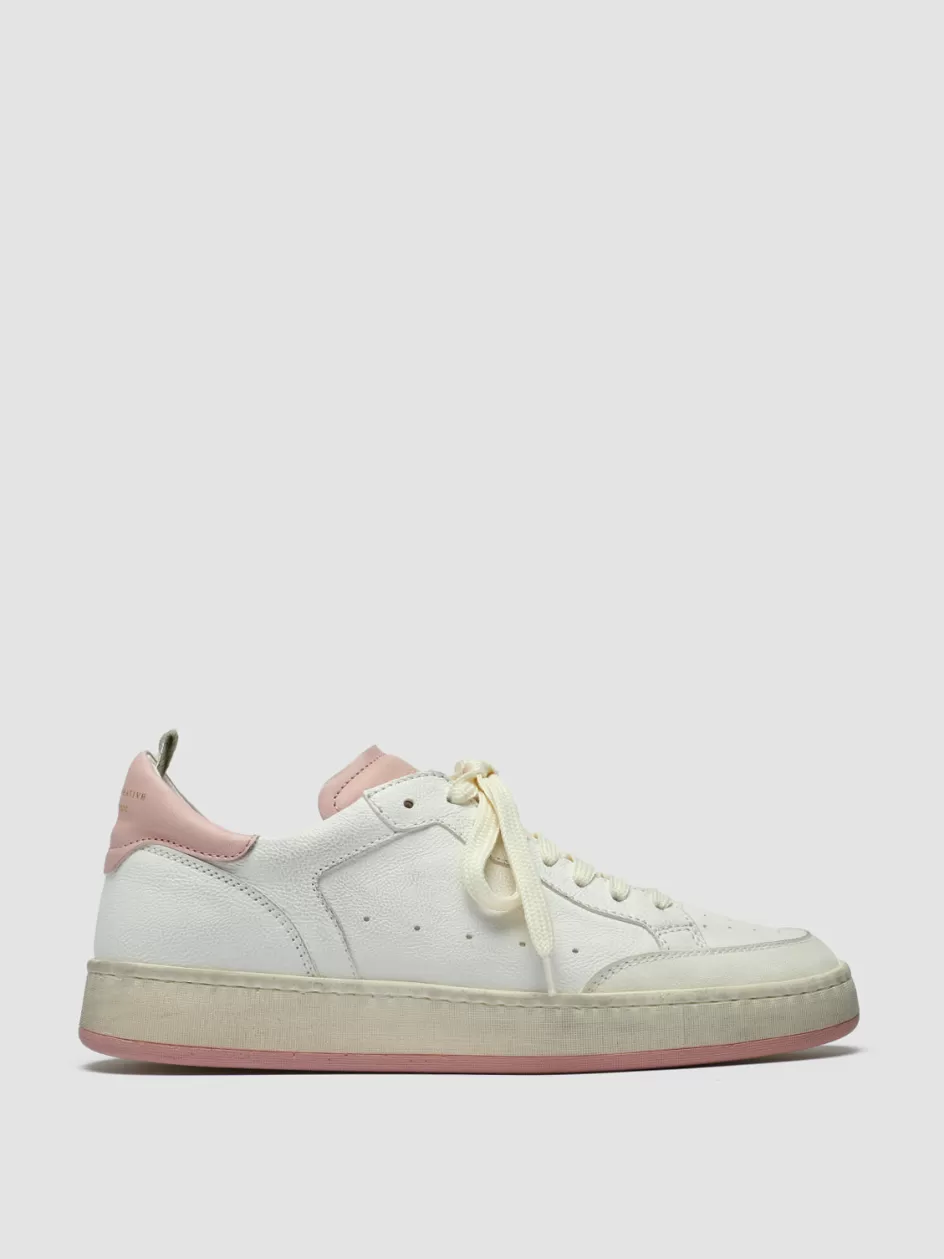 Officine Creative Sustainable Sneakers | Sneakers>MAGIC 101 - White Leather Low Top Sneakers WHITE/ROSE