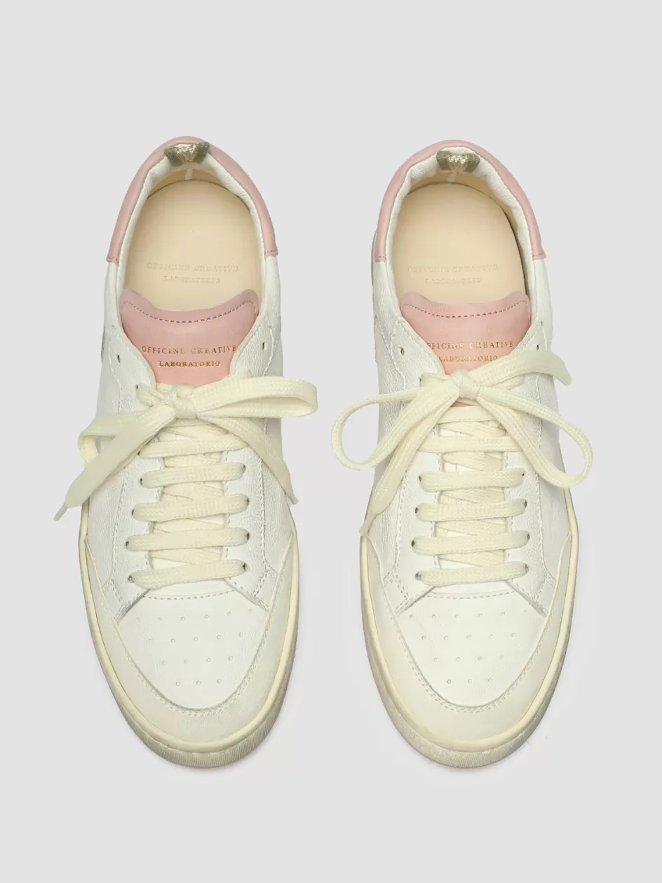 Officine Creative Sustainable Sneakers | Sneakers>MAGIC 101 - White Leather Low Top Sneakers WHITE/ROSE