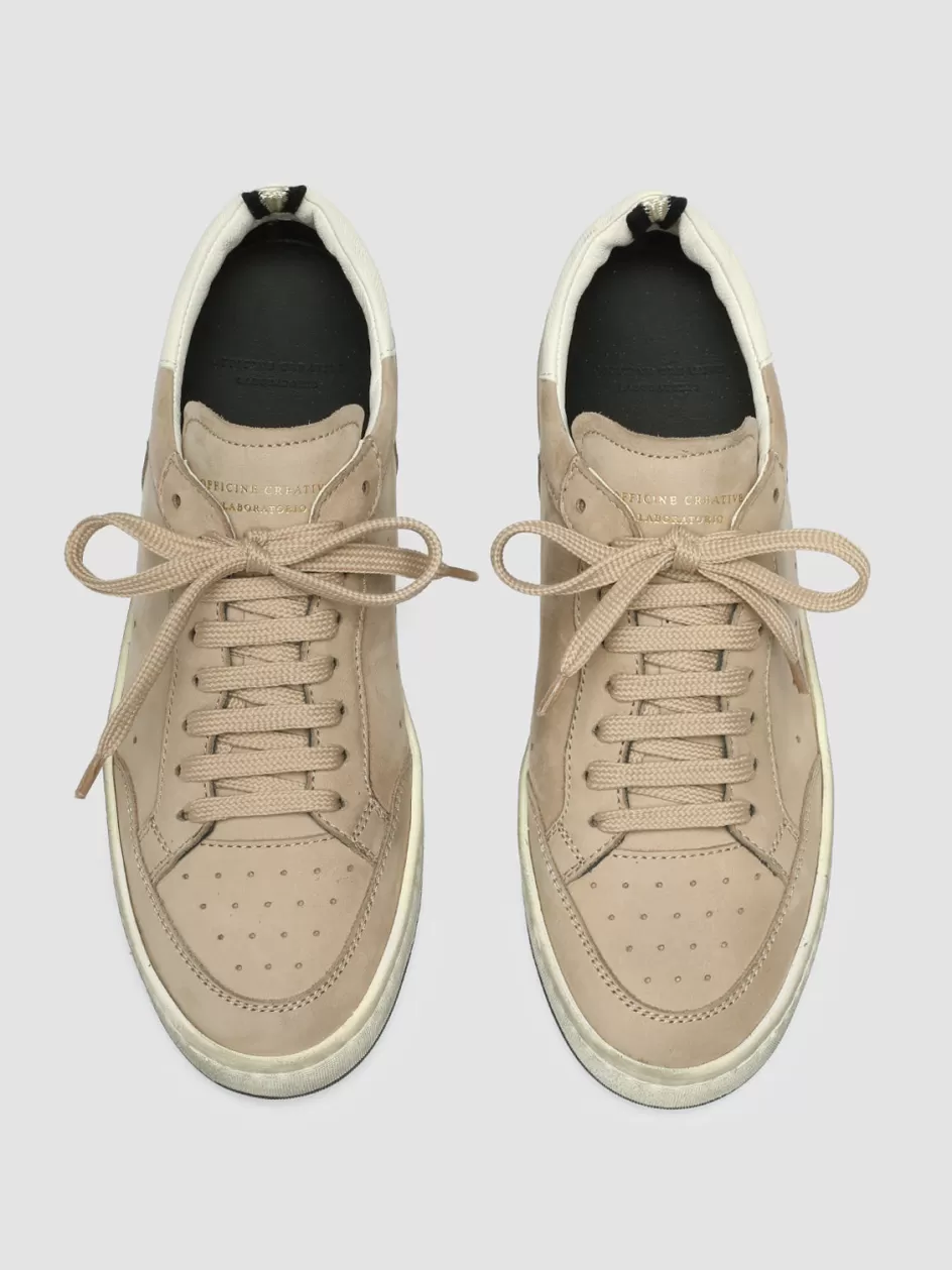 Officine Creative Sustainable Sneakers | Sneakers>MAGIC 102 - Brown Suede And Leather Low Top Sneakers BEIGE/WHITE