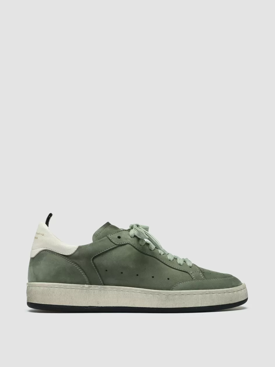 Officine Creative Sustainable Sneakers | Sneakers>MAGIC 102 - Green Suede And Leather Low Top Sneakers GREEN/WHITE