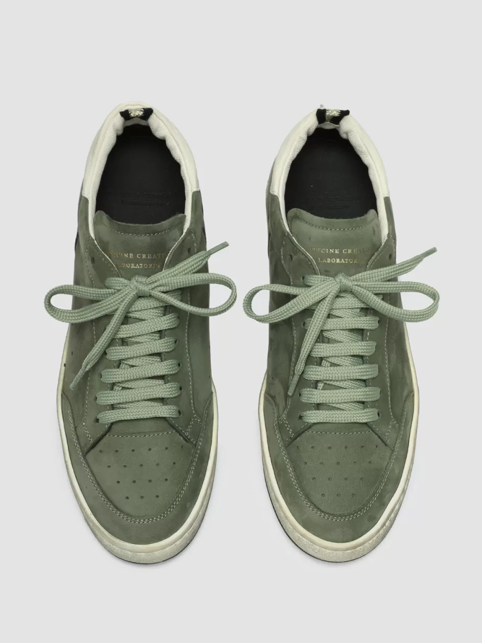 Officine Creative Sustainable Sneakers | Sneakers>MAGIC 102 - Green Suede And Leather Low Top Sneakers GREEN/WHITE