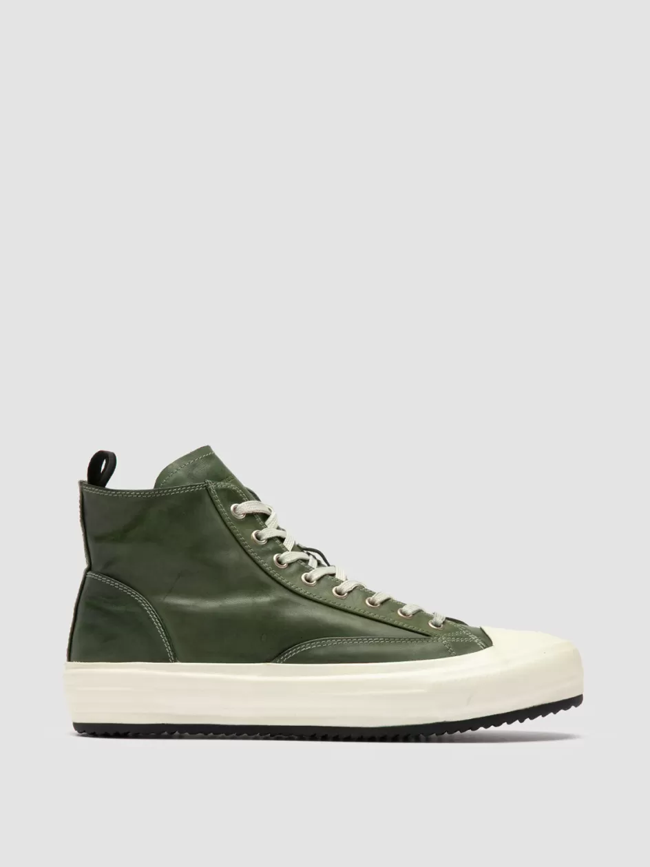 Officine Creative Sneakers>MES DD 002 - Green Leather High Top Sneakers BOSCO