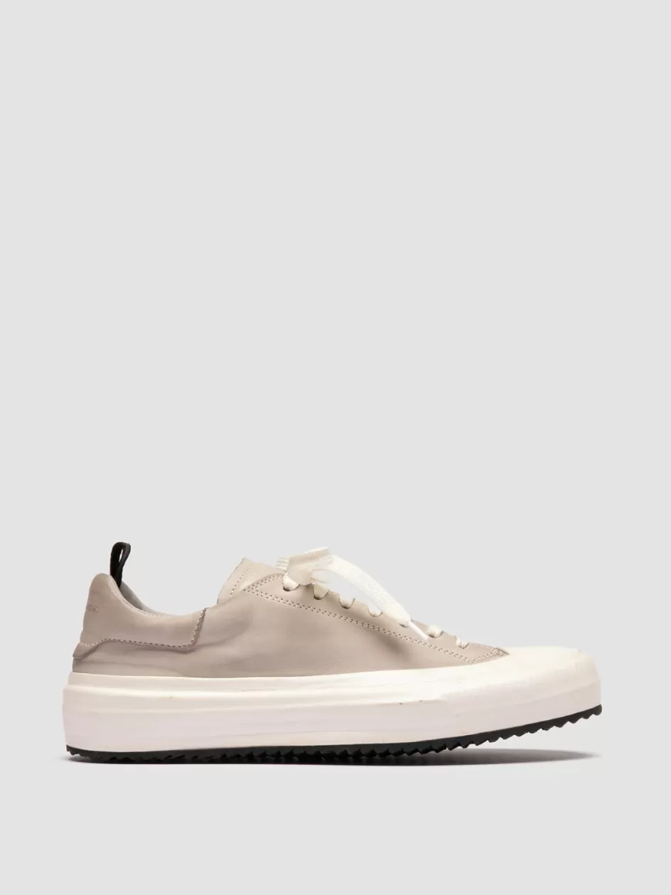 Officine Creative Sneakers>MES DD 101 - Grey Leather Low Top Sneakers GESSO                                             