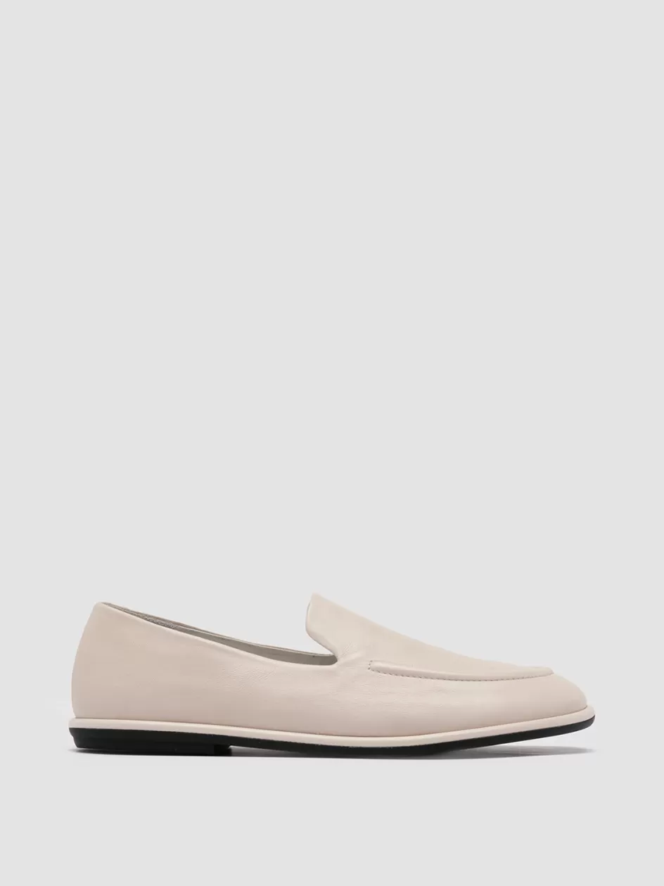 Officine Creative Loafers>MIENNE 101 - White Leather Loafers NEBBIA