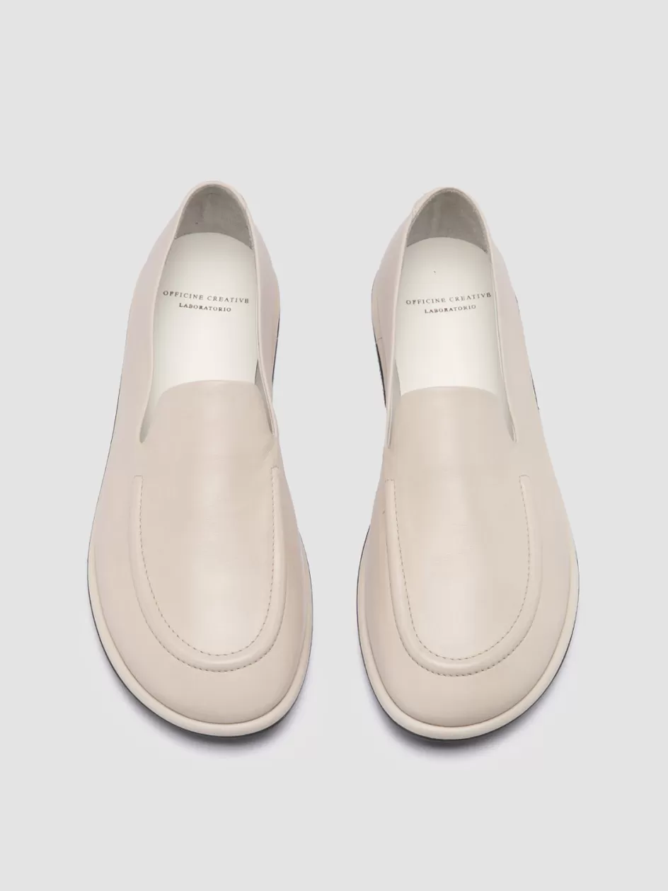 Officine Creative Loafers>MIENNE 101 - White Leather Loafers NEBBIA