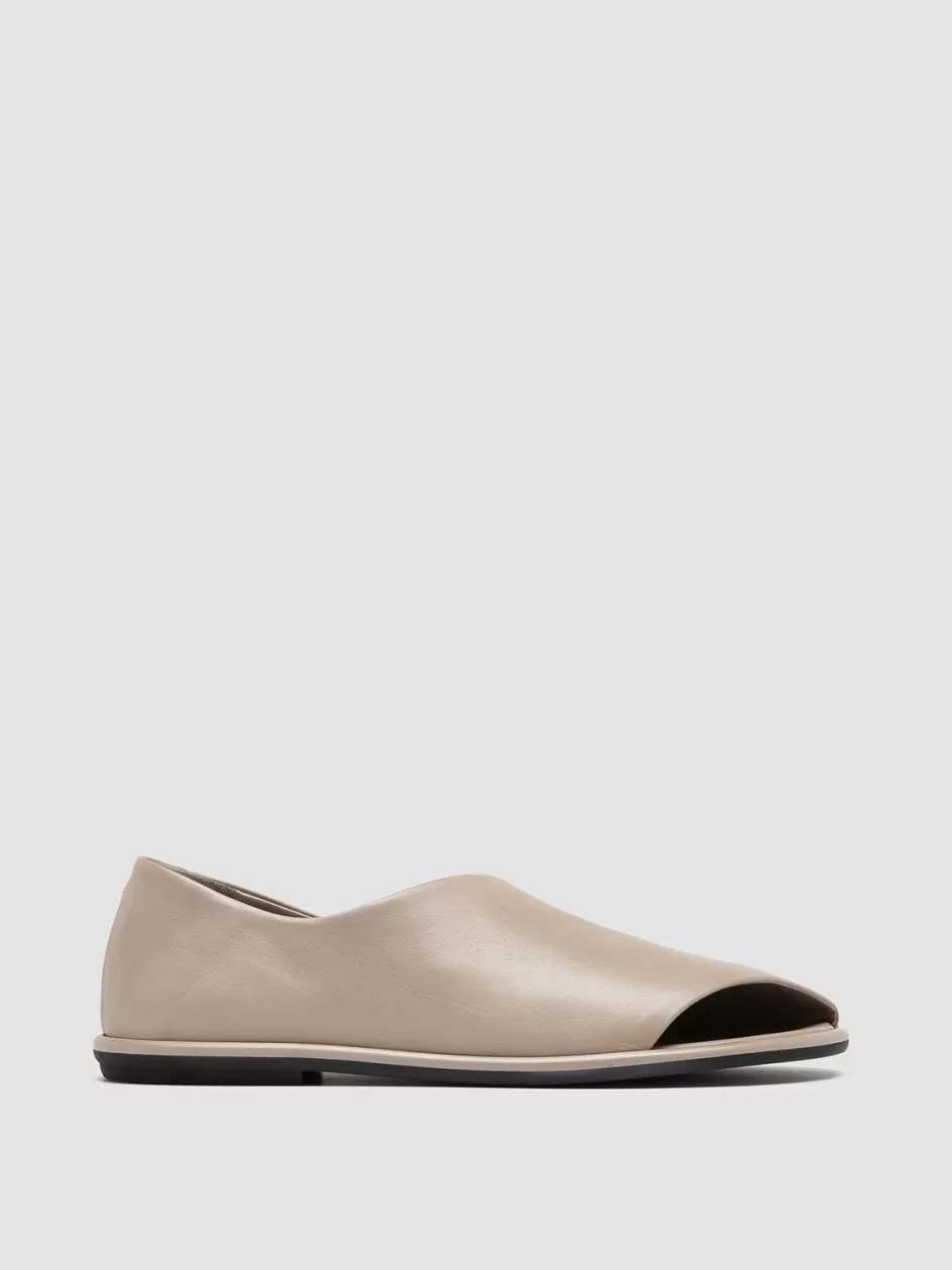 Officine Creative Sandals | Loafers>MIENNE 102 - Leather Peep Toe Shoes TAUPE