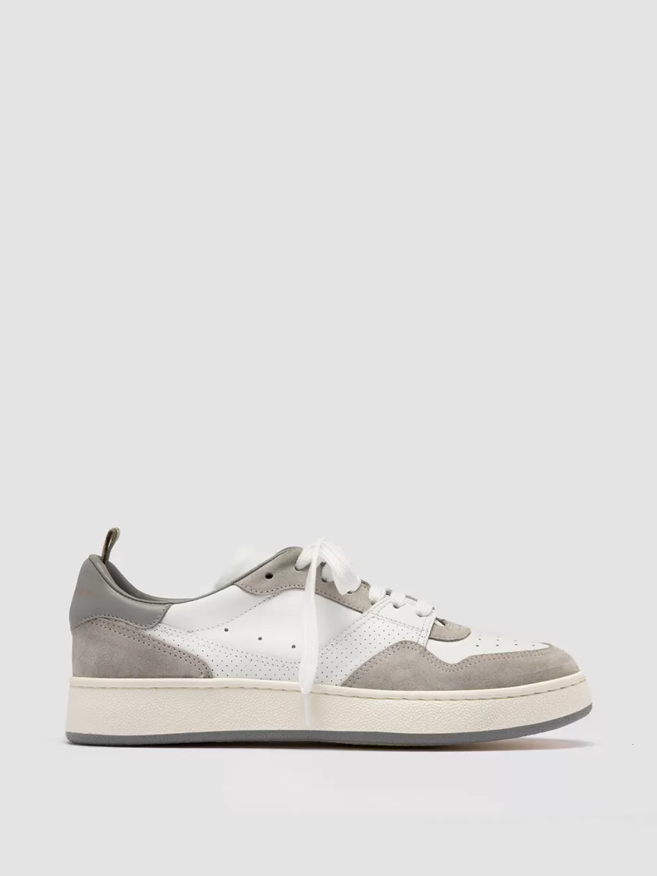 Officine Creative Sneakers>MOWER 120 - White Leather And Suede Low Top Sneakers GREY/WHITE