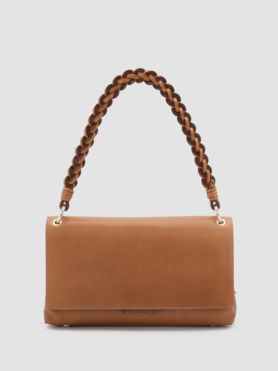 Officine Creative Icons | Bags>NOLITA WOVEN 212 - Brown Nappa Leather Shoulder Bag BUTTER SCOTCH