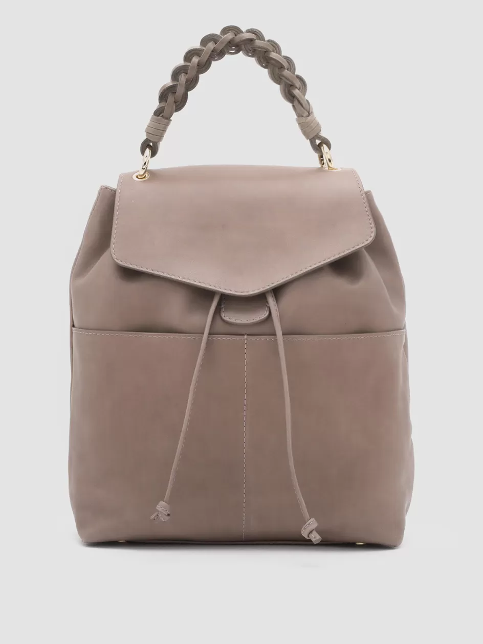 Officine Creative Bags>NOLITA WOVEN 213 - Leather Backpack TAUPE