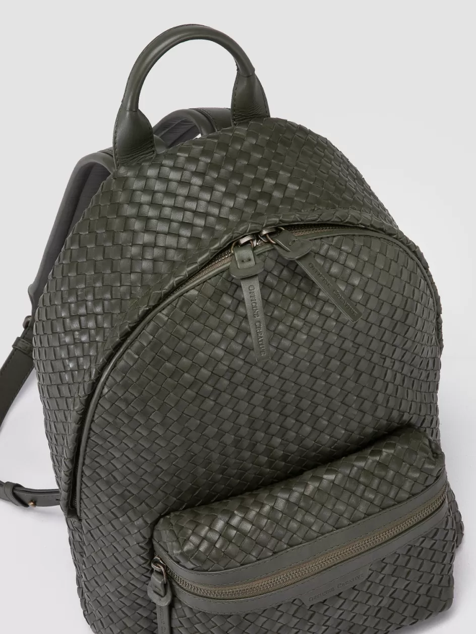 Officine Creative Backpacks>OC CLASS 069 - Green Leather Backpack BOSCO