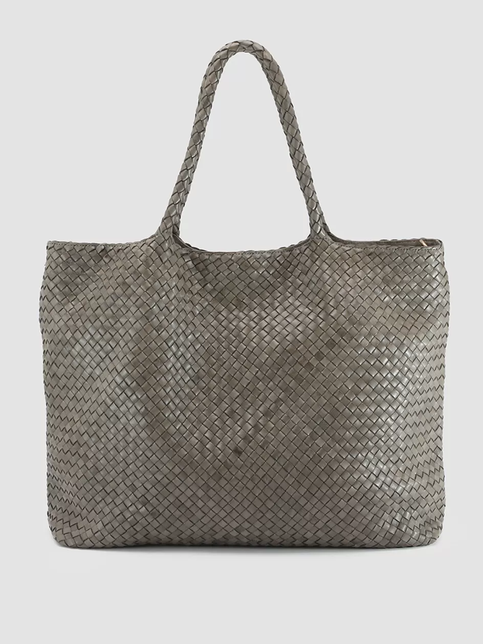 Officine Creative Woven Leather Selection | Icons>OC CLASS 35 Woven - Green Woven Leather Shoulder Bag CINDER