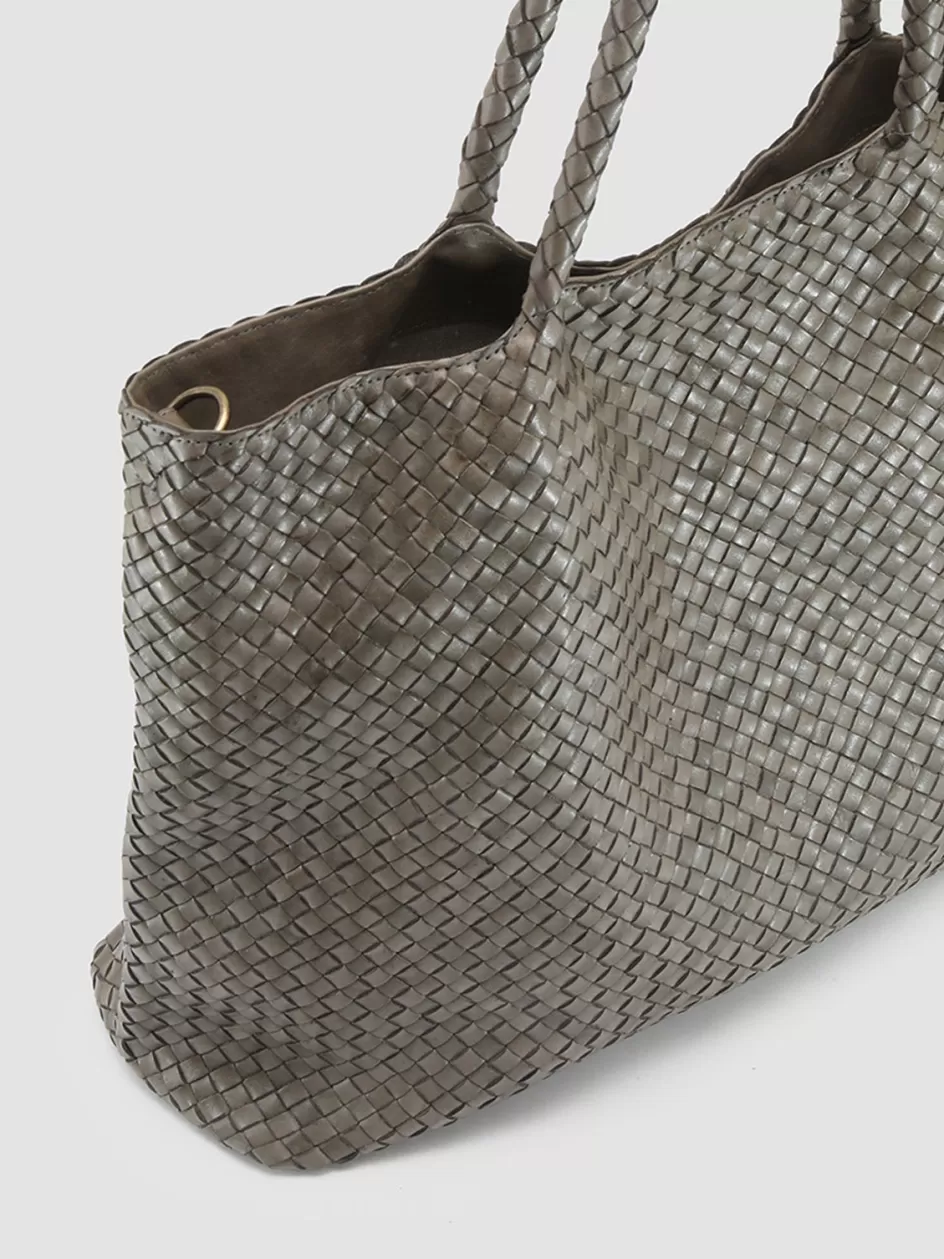 Officine Creative Woven Leather Selection | Icons>OC CLASS 35 Woven - Green Woven Leather Shoulder Bag CINDER