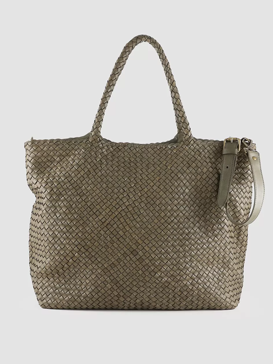 Officine Creative Woven Leather Selection | Icons>OC CLASS 35 Woven - Green Woven Leather Shoulder Bag DEPHTS