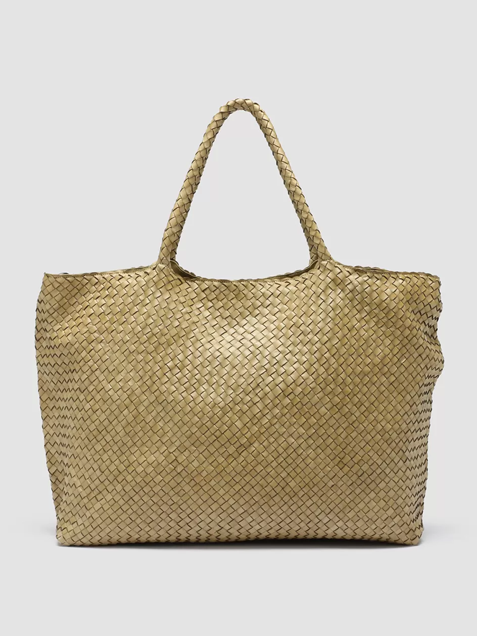 Officine Creative Woven Leather Selection | Bags>OC CLASS 3 - Green Woven Leather Shoulder Bag FIR GREEN