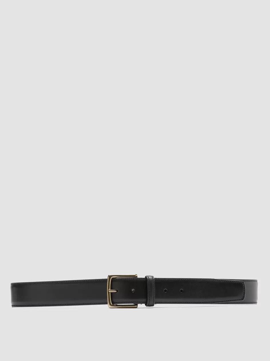 Officine Creative Belts>OC STRIP 03 - Leather Belt BLACK