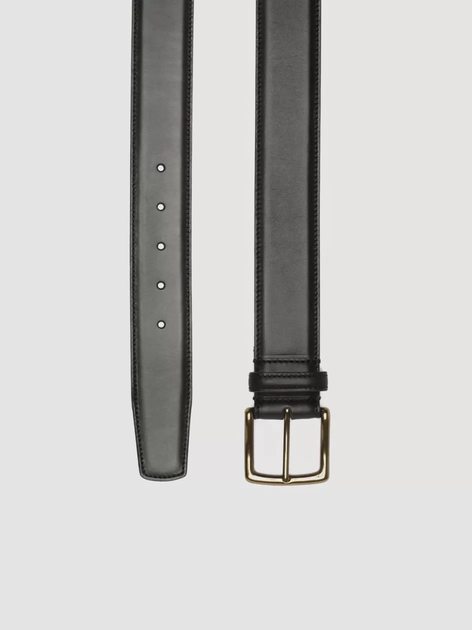 Officine Creative Belts>OC STRIP 03 - Leather Belt BLACK