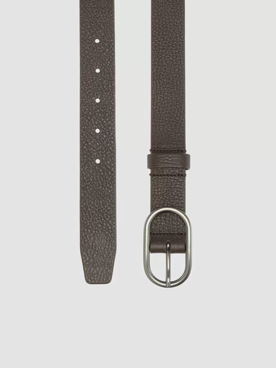 Officine Creative Belts>OC STRIP 047 - Brown Leather Belt DARK BROWN