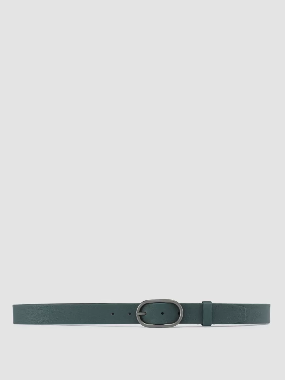 Officine Creative Belts>OC STRIP 047 - Green Leather Belt MYSTERIOUS