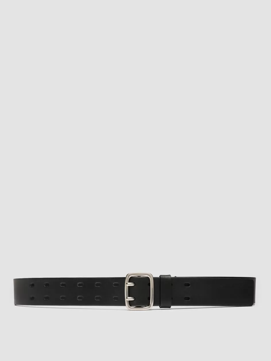 Officine Creative Belts>OC STRIP 049 - Leather Belt BLACK