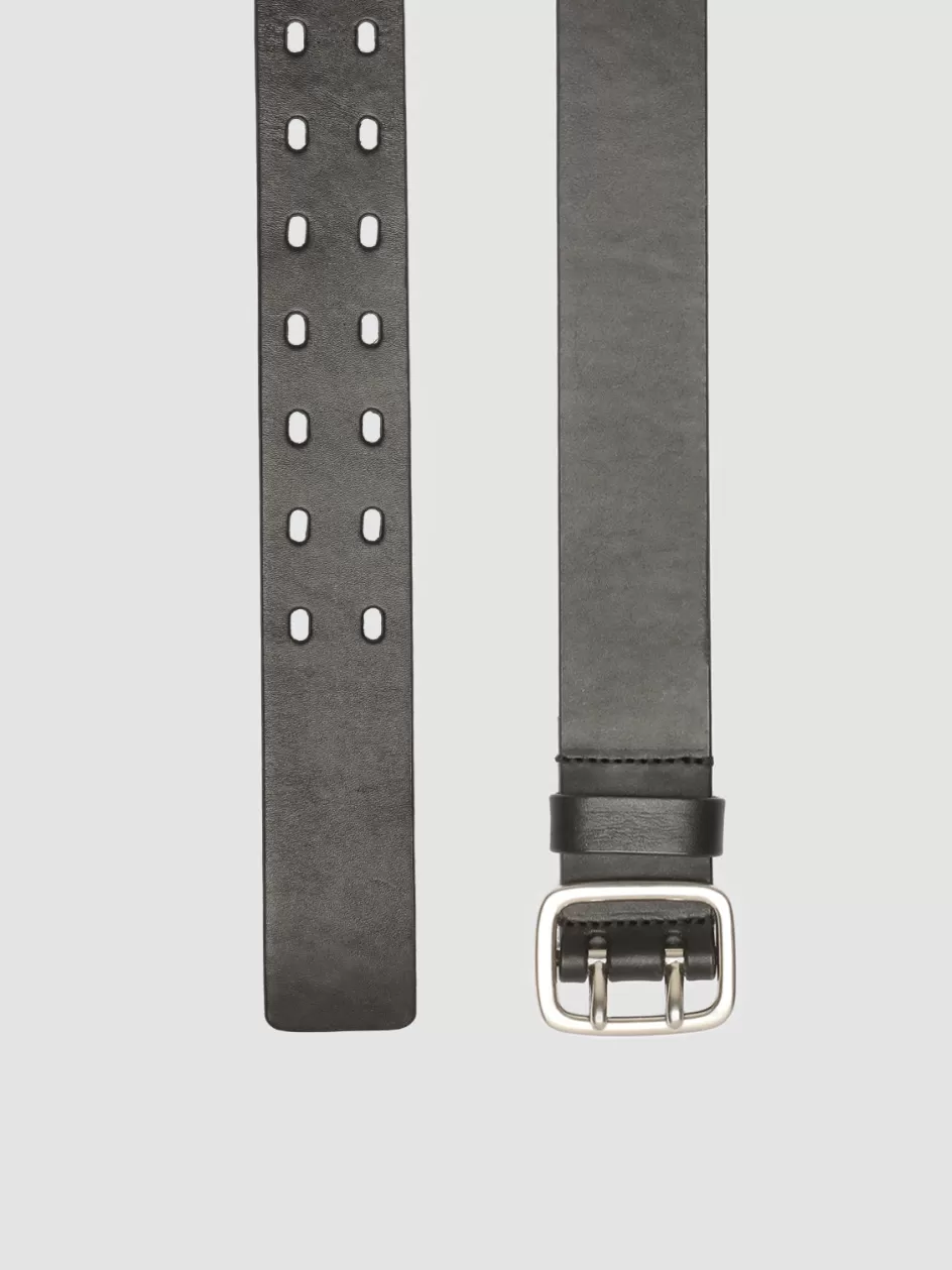 Officine Creative Belts>OC STRIP 049 - Leather Belt BLACK