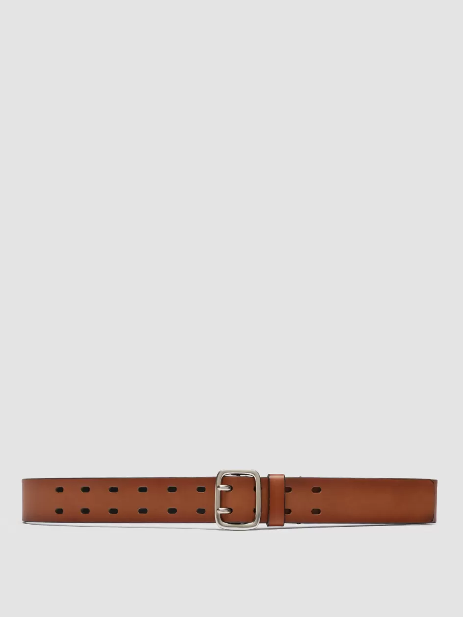 Officine Creative Belts>OC STRIP 049 - Brown Leather Belt TAN