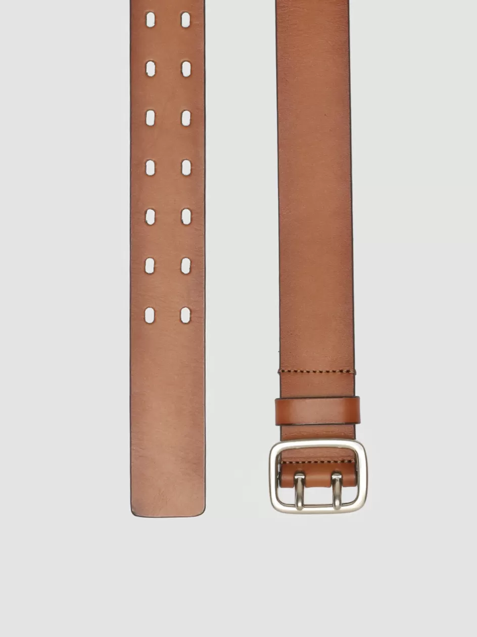 Officine Creative Belts>OC STRIP 049 - Brown Leather Belt TAN